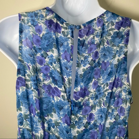 Lulu's Floral Blue/Purple Ruffle V-neck Dress - Picture 6 of 8